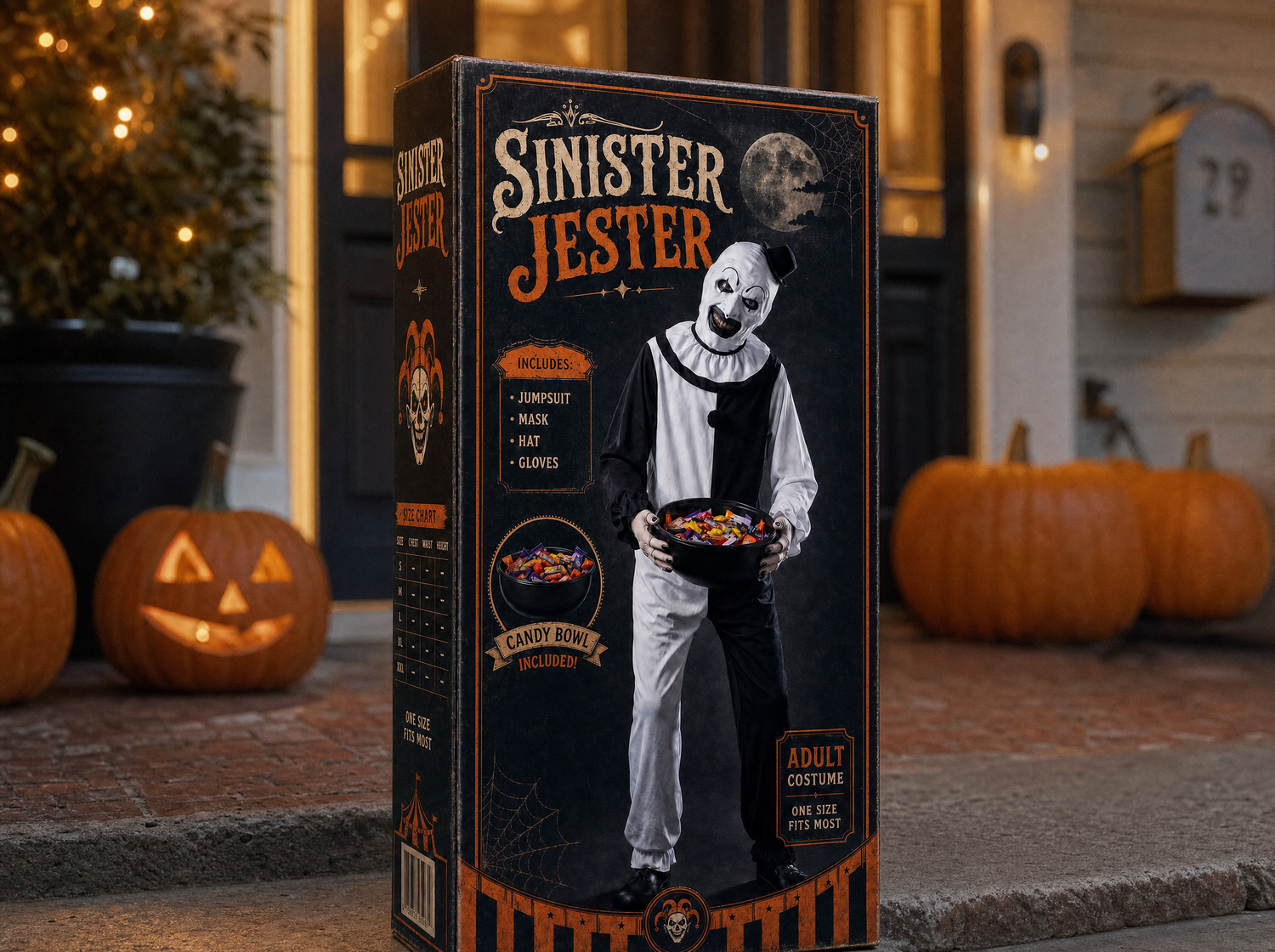 Sinister Jester box on doorstep